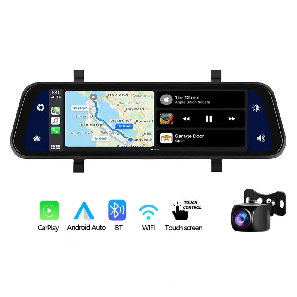 Smart backspegel med Trådlös CarPlay med 4k kamera